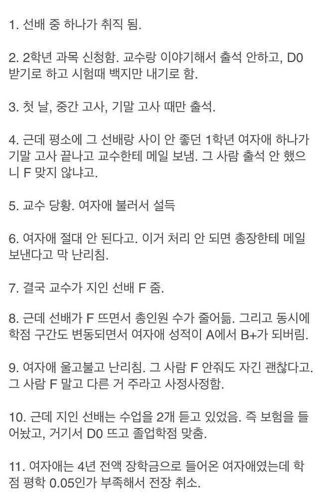 4년 전액 장학금 취소 먹은 여대생 사연