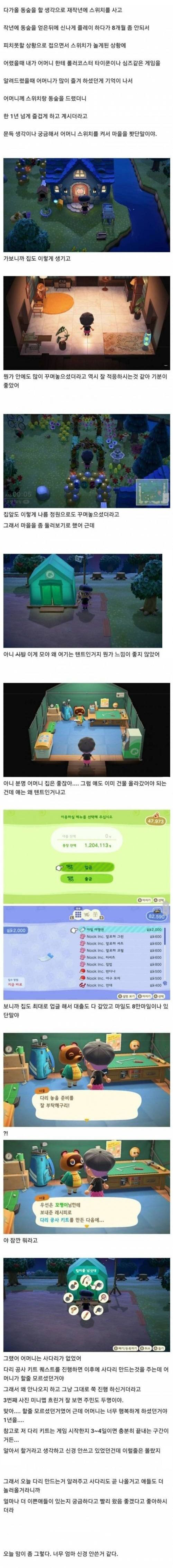 엄마가 하고 계신 동물의 숲에 들어가 봤어